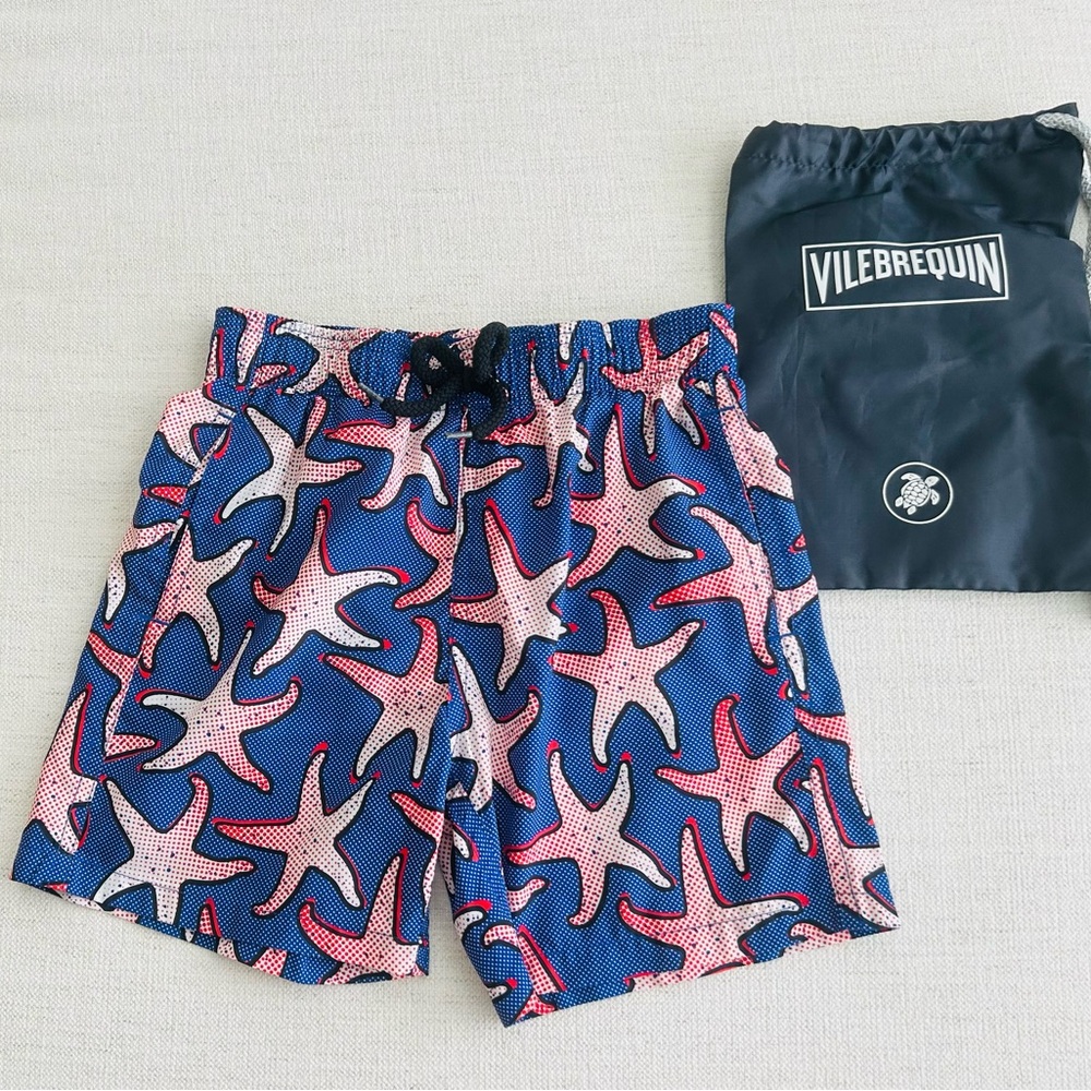 Vilebrequin Boys Blue and Red Ultra-Lightweight Starfish Swim Trunks (6Y)